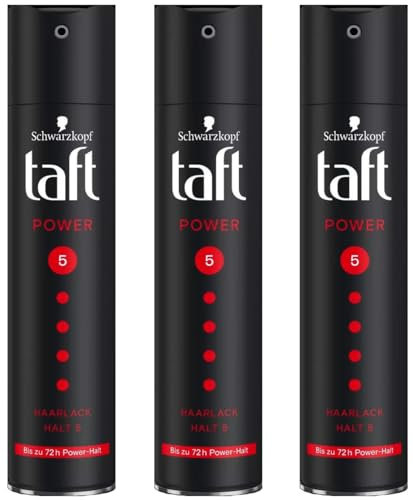 3x Schwarzkopf Taft Haarlack Power Haltegrad 5 Haarstyling,Haarspray für alle Haartypen,bis zu 72 Stunden starker Halt, vegane Formel* 250ml (3er Pack)