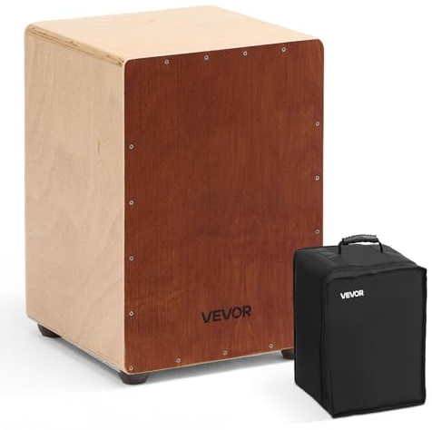 VEVOR Cajon avec Cordes de Caisse Claire Internes, Boite à Percussion Légère en Bois Bouleau, Instrument de Musique Portable avec Sac de Transport, pour Débutants, Professionnels, 30,5 x 30,5 x 43 cm