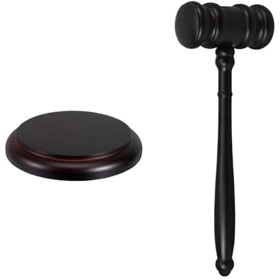 Marteau De Juge En Bois Ensemble de marteaux de juge en hêtre, maillet en bois noir, bloc sonore for réunions, cérémonies, événements juridiques, accessoire judiciaire Pour Avocat