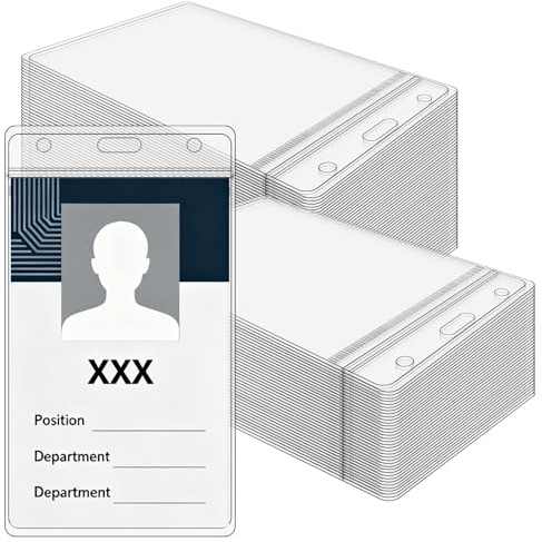 100 PCS Portatarjetas de Identificación, 125x80 mm Impermeable Soporte Vertical para Tarjetas Porta Credencial de PVC Funda de Tarjeta con Cremallera para Escuela Exposición Asuntos Oficina