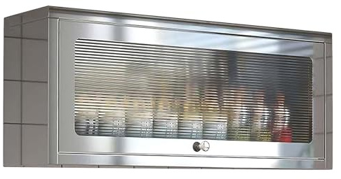 Hängeschrank Küchenschrank aus Edelstahl Haushaltsschrank mit Klapptüren Mehrzweckschrank Metall für Badezimmer, Küchen, Balkone, Garagen, Wohnzimmer(80 * 22 * 34.5cm)