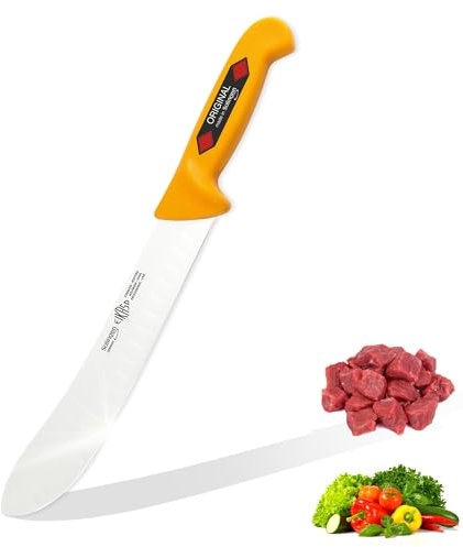 EIKASO Solingen Germany Fleischmesser amerikanische Klingenform mit Kullen 26cm - Metzgermesser Küchenmesser Blockmesser aus Molybdänstahl 1.4116 - scharfe Klinge handabgezogen