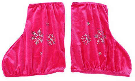 P Prettyia 2 Unids Velvet Boot Cubre Protector de Zapatos para Patinaje Artístico Patines de Hockey sobre Hielo - Rosa roja-s