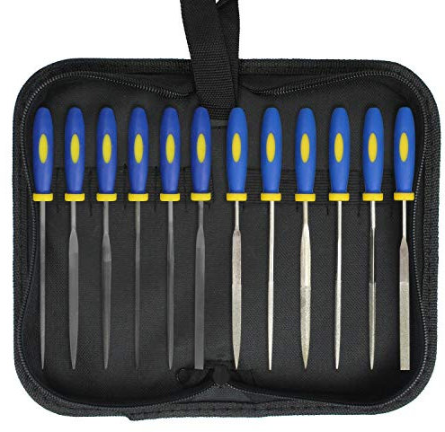 KALIM 2 Sets Carbon Steel File and Diamond File(Total 12pcs), Suitable for Metal, Wood, Jewelry, Model, DIY and Nearly All Uses, Packed in A Carry Bag