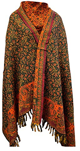 Écharpe en laine de yak pur jaune vintage vintage pour décoration de châle unisexe surdimensionnée double face, bleu, Taille unique