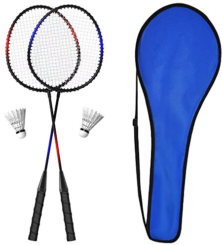 KH Federball Set Badminton Schläger Set 2-4 Spieler für Erwachsene Kinder, leicht und stabil, Schläger, Federbälle und Tragetasche im Lieferumfang