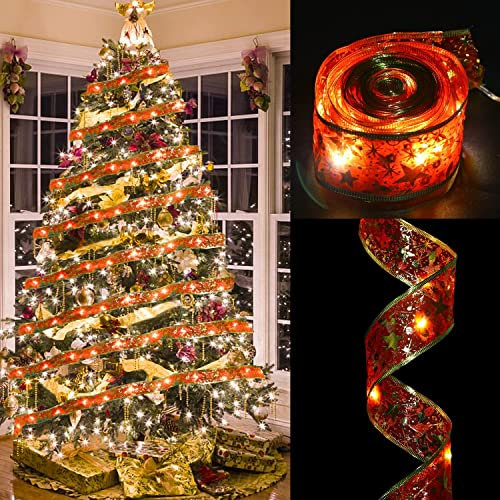DERAYEE LED-Lichterkette, 4 m, glänzend, Rot, Weihnachtsgirlande, für Silvester, Party, Hochzeit, Weihnachtsbaumdekoration, für den Innen- und Außenbereich