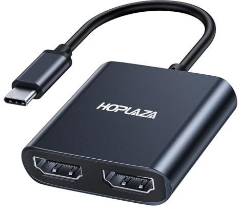 USB C to Dual HDMI Adapter, Splitter for Dual Monitors 4K@60Hz Extended Display, Type C to HDMI Adapter with MacBook Pro/Air, iPad, Surface, Dell, Chromebook