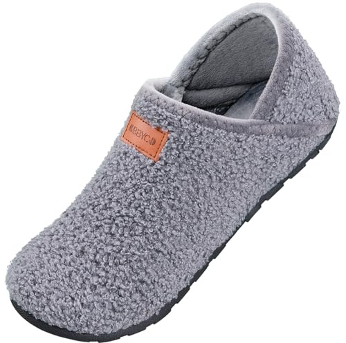 OBBYCO Women's Men's Fuzzy Fur Slippers Casual House Shoes Non Slip Slipper Warm Closed Back Indoor Outdoor Shoes 7.5/8.5 UK 42/43 EU