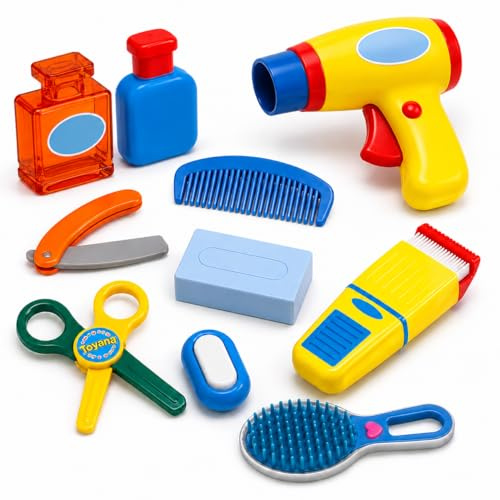 xwin Kids Barber Shop Toy Set Fashion Hair Salon Pretend Play Toy for Children Barbershop Hairstyle Playset Kit for Boys and Girls Creative Hair Stylist Toy Set for Toddlers