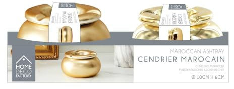 HOME DECO FACTORY, TB1050, Posacenere Marocchino Diametro 10cm, Design e Ultra-Pratico, Questo posacenere Dorato di Ispirazione Orientale ha Tutto per piacerti, Facile da Pulire.