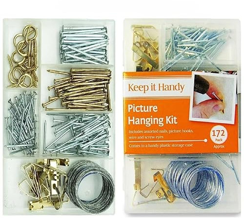 172 PCS Heavy Duty Picture Hanging Kit Set Picture Hooks Nails Wire Photo Frame Hooks Mirror Wall Art Kits Hanging Hooks with Nails