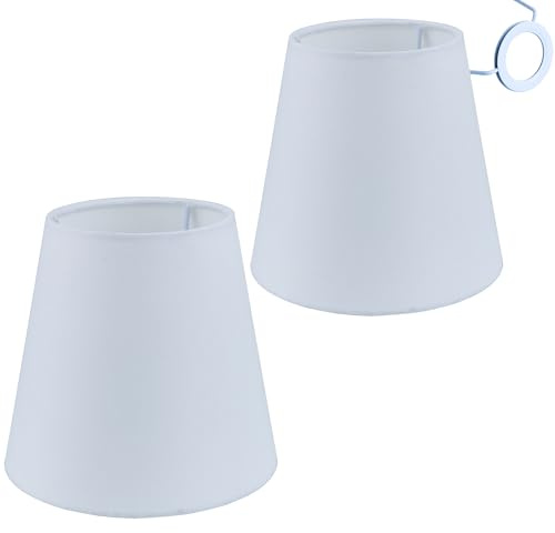 Sinta 2 Pack Lampenschirme Stoff Moderne Ersatz Lichtschirm E14/E27 Ersatzschirm Klein hängelampe für Kerze Kristall Kronleuchter Candle Light Wand Licht Tischleuchte,Weiss