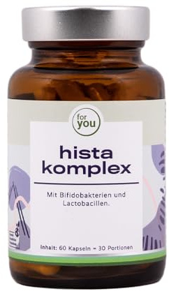 for you hista complexe - Spécialement conçu pour les personnes intolérantes à l'histamine - Avec bifidobactéries et lactobacilles - 20 milliards de bactéries par portion plus fibres - 60 gélules