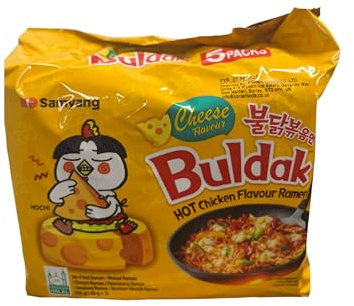 Samyang Hot Chicken Buldak Ramen Noodle Cheese Flavor (Pack of 5), 700g