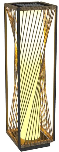 Outsunny Solar Stehlampe Rattan mit Lichtsensor 25 LEDs Solarlampen im Boho-Stil IP44 Spritzwassergeschützte Solarleuchte Solarlampe Outdoor Lampe Akku Solarlaterne für Garten Balkon Außen Rasen Hof