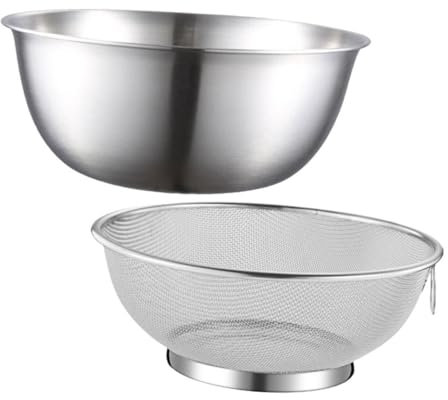 PEPLAYTAL Colino Rete e Ciotola in Acciaio Inossidabile Colino Per Cucina Maglia Fine Scolapasta Per Lavare Verdure e Frutta Resistente e Portatile