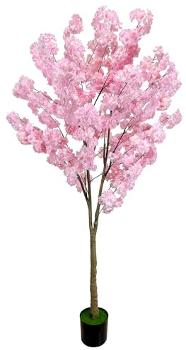 Cherry Blossom Tree 6.2ft, Artificial Pink Faux Cherry Blossom Tree Fake Pink Tree for Wedding Party Decor, Home Living Room Decor