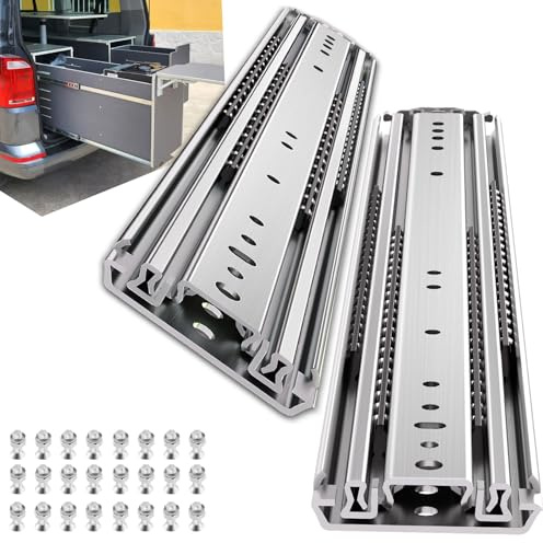 SLIDEWAY 500Lbs Heavy Duty Drawer Slides 1 Pair 16 18 20 22 26 30 40 Inch Full Extension Ball Bearing Sliding Rails Cabinet Runners Tracks Tool Box Glides (76mm Wide)-16