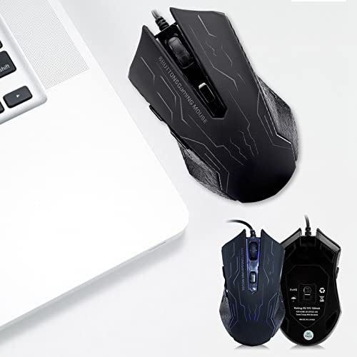 POENVFPO Silenting Game Mouse USB Wired 6-Gear Adjustable for Desktop Computer Use the DPI Button Elegant LED LED Design Gaming Mouse