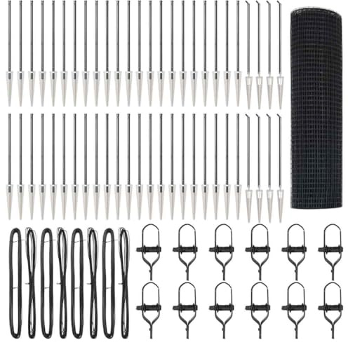 vidaXL Recinzione in Filo Saldato con 13 Picchetti Grigi 0.8X100 m in Acciaio per Installazione di Recinzioni per Giardini Esterni in PVC Metallo Robusto di Confine per Privacy in Rete