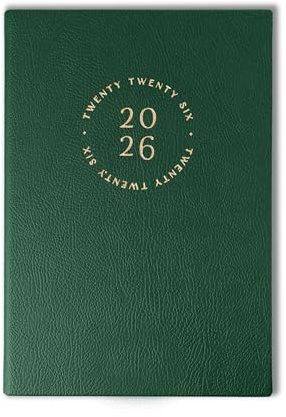 2026 Diary in Faux Leather - 2026 Diary A5 Week to View - 160 Pages, Daily Sections, Goals, Planning, Calendars, To Do Lists, Gold Foiling, A5 Week to View 2026 Planner (Forest)
