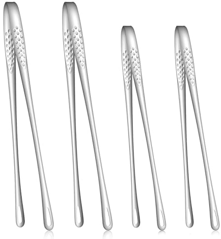4 Pack Grill Tongs Korean BBQ Cooking Tongs 9 and 11 Stainless Steel Kitchen Tweezers Multi-Purpose Barbecue Tong Portable Clamp Tool Kitchenware for Outdoor Home Buffet Salad Steak