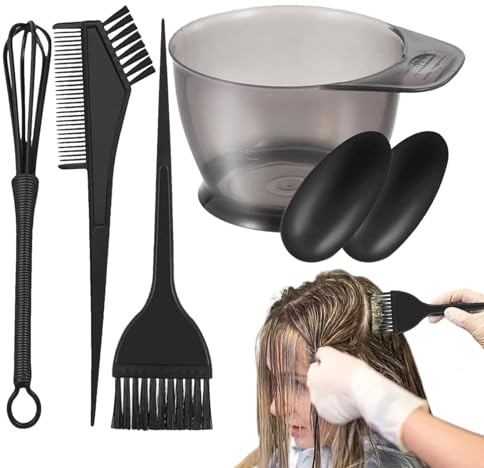 Set de tinte para el cabello: kit práctico y completo, materiales de alta clase Cepillo de tinte para el cabello y juego de tazón, diseño único para la cubierta de la oreja, cepillo de , pinceles