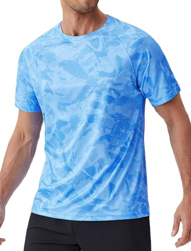PINSPARK UV-skjorta för män, Rashguard sport t-shirts UPF 50+ kortärmad funktionell skjorta andas löpartröja lätt simning tröja fitness t-shirt simning surfing tees