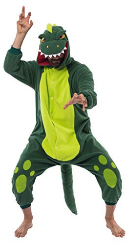 Spooktacular Creations Unisex-Onesises für Erwachsene, Plüsch-Overall, einteiliges Dinosaurier-Tierkostüm (groß)