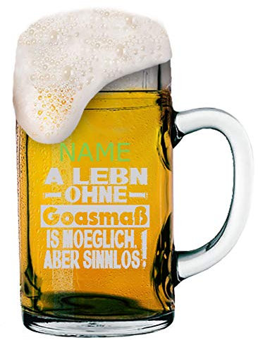 Goaßmetro - Boccale da birra da 1 litro con incisione del logo + nome a scelta | Boccale personalizzato – bicchiere (motivo 03)