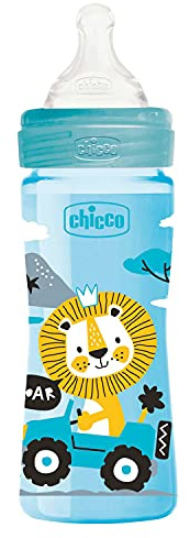 Chicco Benessere Biberon Flusso Medio in Plastica con Tettarella in Silicone, 250 ml, 120 g