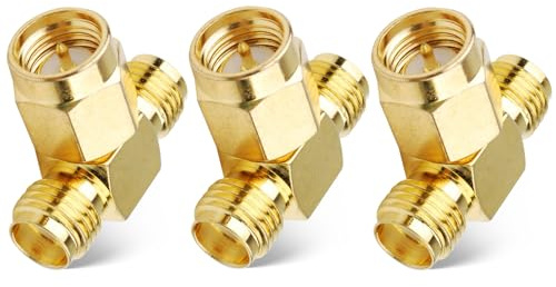 Superbat Divisor Coaxial SMA 50ohm Divisor de Cable SMA Macho a Doble Hembra 3Piezas Tipo V Divisor de Antena de 2 Vías para Antena, Drone, Cable Coaxial, Radioaficionado, Equipos de SDR etc.