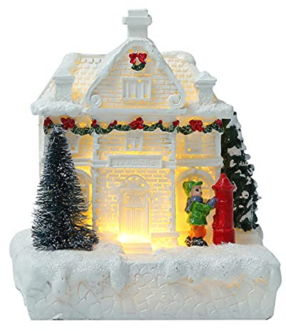 Escena NavideñA Village Cottage Town, Casitas NavideñAs Con Luz, Casas De Pueblo De Navidad Con Luz Led Casas De Pueblo De Resina, Funcionada Con Pilas, Decoraciones NavideñAs (B, 10.5*9.5*14cm)