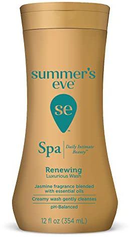 Summer's Eve Spa Daily Intimate Wash, Renewing Cleansing All Over Feminine Body Wash, Jasmine Scented pH-Balanced Feminine Wash, 12oz Bottle