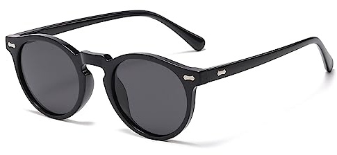 LJCZKA Retro Round Polarized Sunglasses Mens Womens UV400 Protection