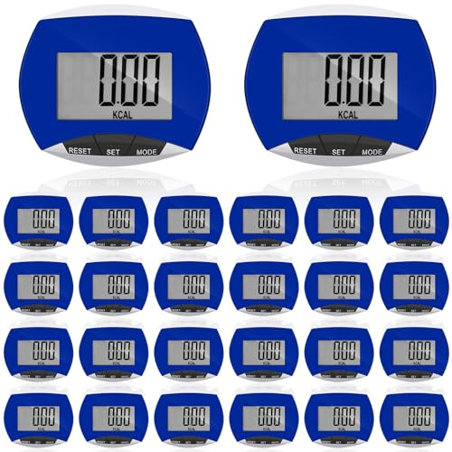 Weewooday Pedometer for Walking Steps and Miles Simple Pedometer Clip on with Large Digital Display Portable LCD Step Counter Bulk Gift for Women Men Adults(Blue,32 Pcs)