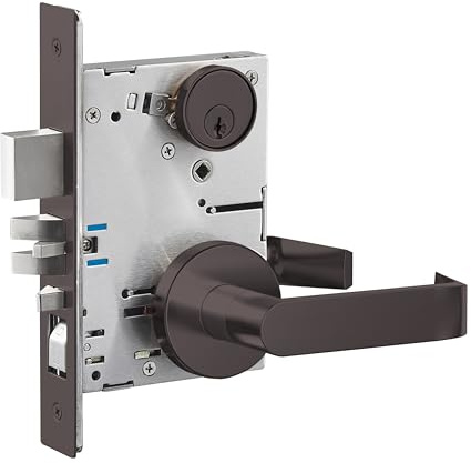 SUMBIN Commercial/Residential Mortise Lockset Heavy Duty Door Lever Lock Non-Handed Grade 1 - Rose Only Keyed Lever Lockset, UL CUL & ADA Office Front Door