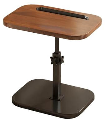 Tavolino moderno a forma di C, girevole a 360°, altezza regolabile, tavolo da spuntino sollevabile con struttura in metallo, resistente all'acqua e all'olio, finitura in legno di noce, per divano e