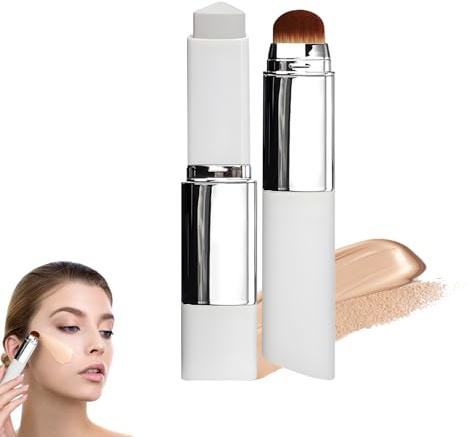 Blanc White Korean Color Changing Foundation Cover Cream Stick, Medazy Cover Cream Stick V with Detachable Brush, White Color-Changing Foundation for All Skin Types, Skincare Meets Makeup(02)