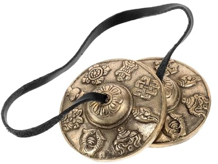 Tibetansk bäckenklocka – vintage mässingsklocka, heligt klanginstrument, lugnande klocka med resonant harmoni | andlig meditationstillbehör för trumritualer, yoga, halloween, thanksgiving