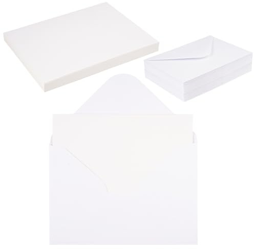 50 Tarjetas Plegables en Blanco A6 con Sobres C6 a Juego 11,4 x 16,2 cm