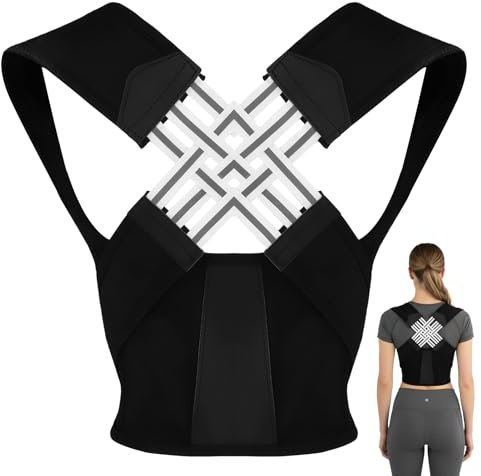 Posture Corrector for Women Men, Adjustable Back Brace, Spine back brace posture corrector men for Pain Relief, Breathable Shoulder Support Belt for Office, Home, Driving, Gym & Daily Use Black L