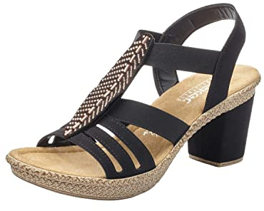 Rieker Frühjahr/ Sommer, Damen Sandalen, Schwarz (Schwarz 00), 40 EU (6.5 UK)
