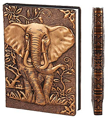 YHH Taccuino Righe a6 Tascabile, Piccolo Diario di Viaggio pelle 200 pagine, Vintage Quaderno Appunti Cahier Jounal blocchi appunti, Copertina rigida, fatto a mano, Regalo per uomo Donna Elephant