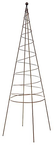 RUDDINGS WOOD Spiral Metal Obelisk Climbing Plant Garden Support Pyramid Cage Frame 90cm High Rust Effect
