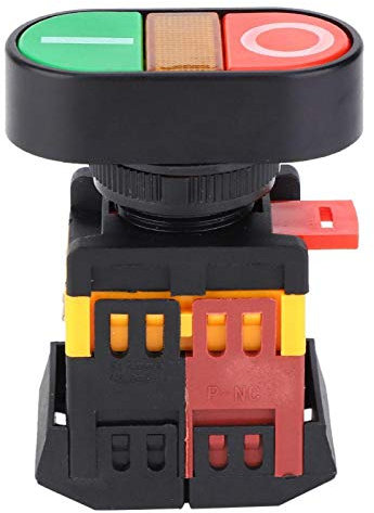 Interrupteur à bouton-poussoir double, interrupteur à bouton APBB-22/25N avec lumière LED Interrupteur à bouton momentané NO + NC(380V)