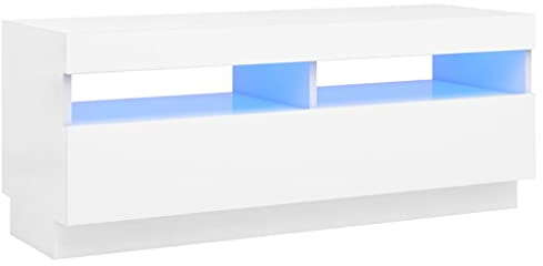 vidaXL TV Cabinet with LED Lights TV Unit Stand Entertainment Centre HiFi Storage Cabinet Lowboard Living Room Bedroom Furniture White