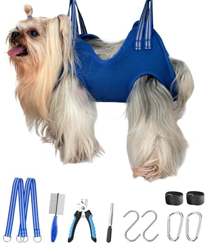 Kkiimatt Amaca 10 in 1 per toelettatura di animali domestici, con tagliaunghie, taglia unghie per cani e gatti, imbracatura per toelettatura di cani e gatti, per piccoli animali (XXS/meno di 4,5 kg,