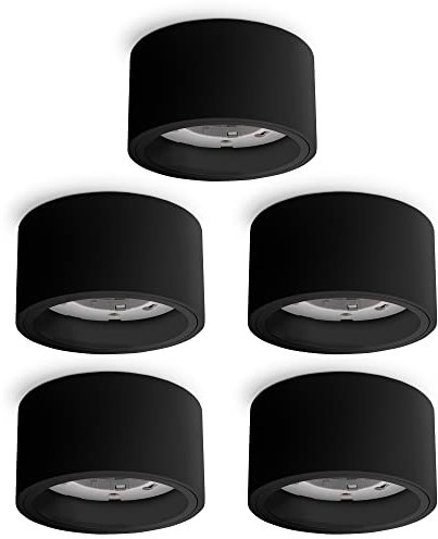 SSC-LUXon 5 Stück CELI-X Aufbaustrahler extra flach Fassung für 1x GX53 - Decken Aufbauspot schwarz rund (ohne Leuchtmittel)